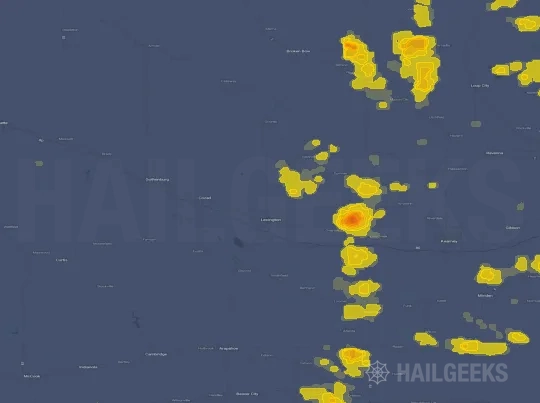 Hail map for Lexington, NE on Aug 14, 2021