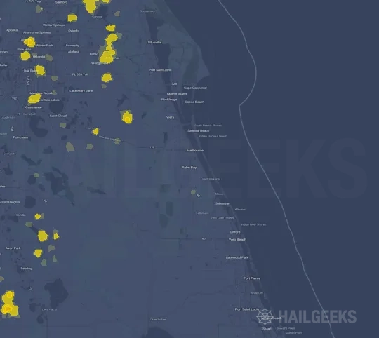 Hail map for Palm Bay, FL
