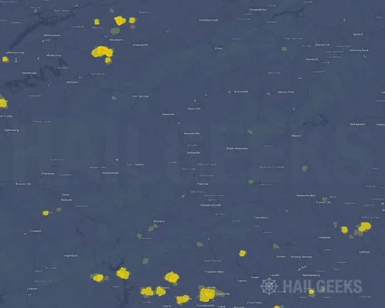Hail map for Asheville, NC