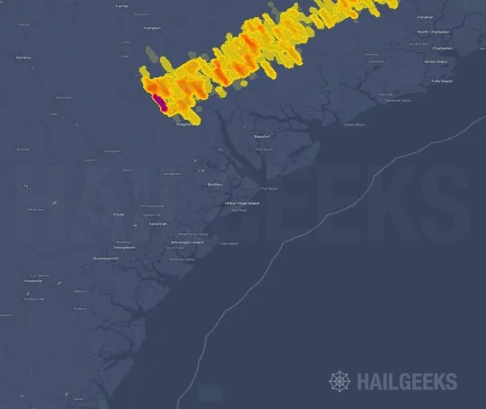 Hail map for Hilton Head Island, SC