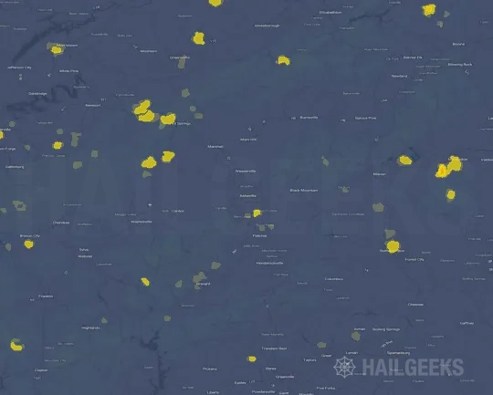 Hail map for Asheville, NC