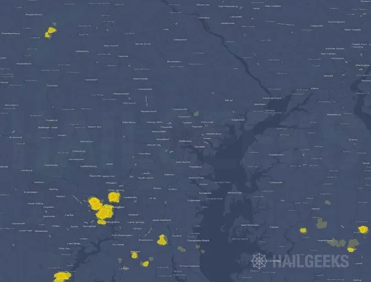 Hail map for Baltimore, MD on Aug 26, 2021
