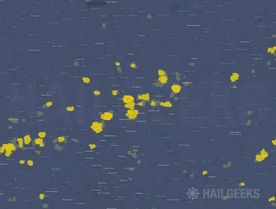Hail map for Dayton, OH