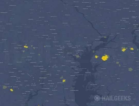 Hail map for Baltimore, MD on Aug 30, 2021