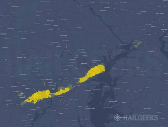Hail map for Baltimore, MD on Aug 31, 2021