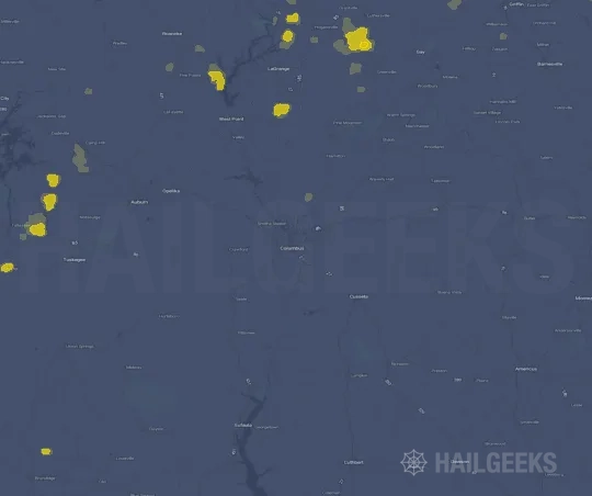 Hail map for Columbus, GA