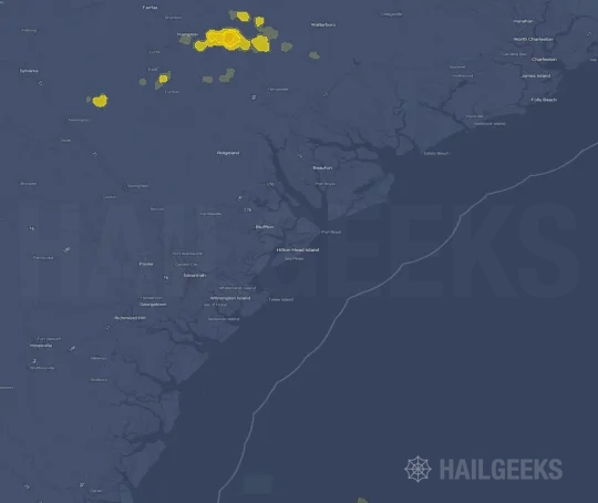 Hail map for Hilton Head Island, SC