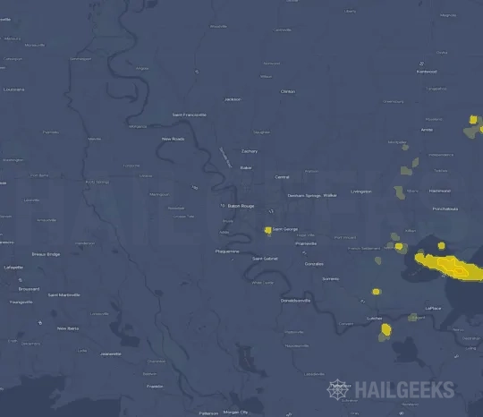 Hail map for Baton Rouge, LA on Sep 8, 2021