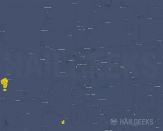 Hail map for Oklahoma City, OK on Sep 28, 2021
