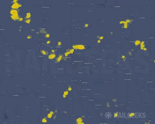 Hail map for Oklahoma City, OK on Sep 30, 2021