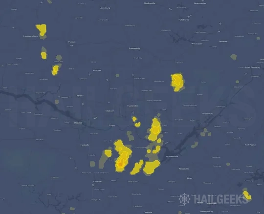 Hail map for Huntsville, AL