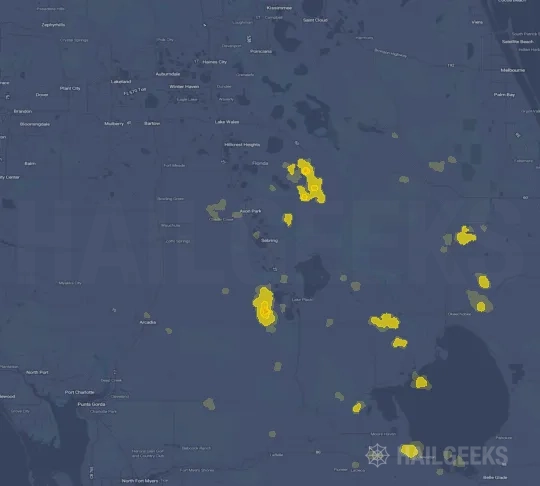 Hail map for Sebring, FL on Oct 9, 2021