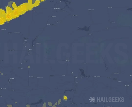 Hail map for Antlers, OK on Oct 10, 2021