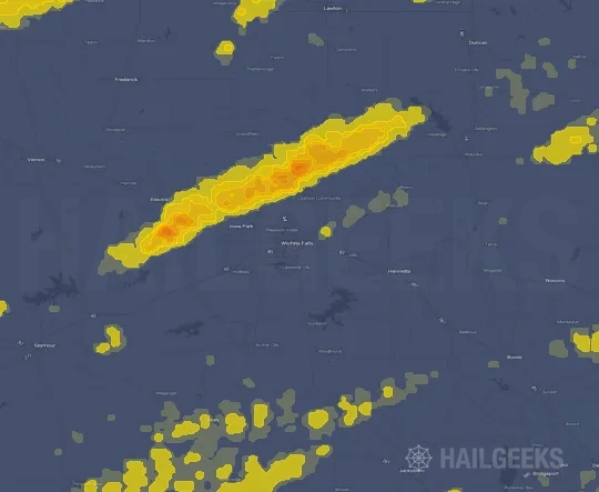 Hail map for Wichita Falls, TX