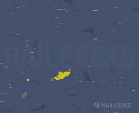 Hail map for Antlers, OK on Oct 13, 2021