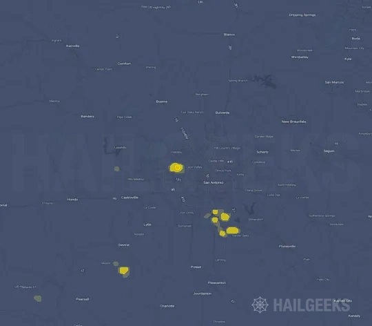 Hail map for San Antonio, TX on Oct 15, 2021