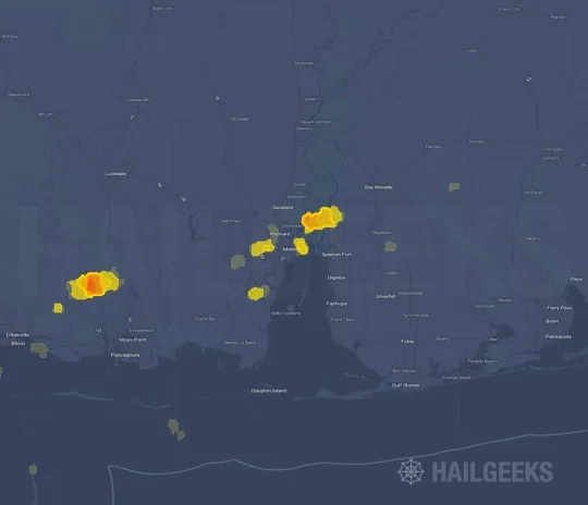 Hail map for Mobile, AL