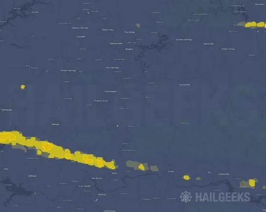 Hail map for Fayetteville, AR
