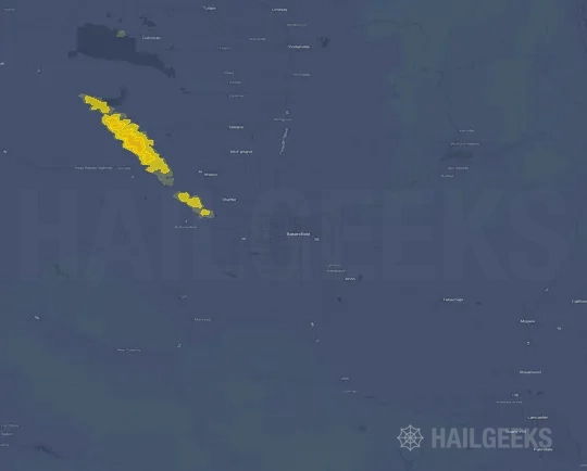 Hail map for Bakersfield, CA