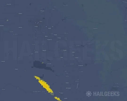 Hail map for Visalia, CA