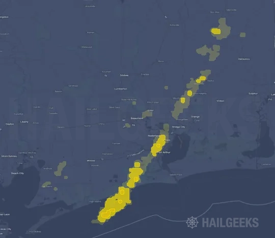Hail map for Beaumont, TX