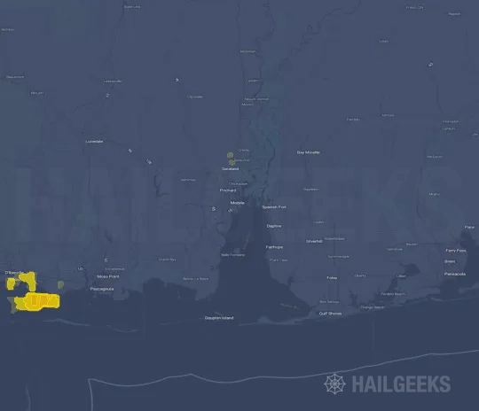Hail map for Mobile, AL