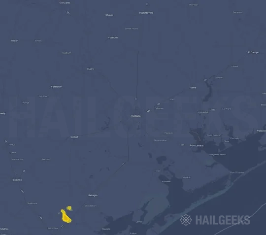 Hail map for Victoria, TX
