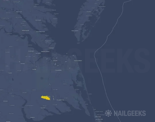 Hail map for Virginia Beach, VA