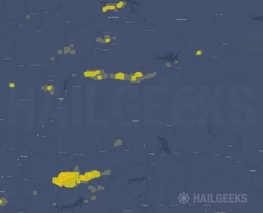 Hail map for Antlers, OK