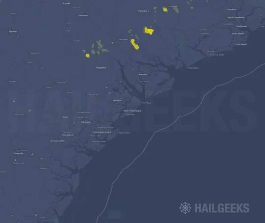 Hail map for Hilton Head Island, SC