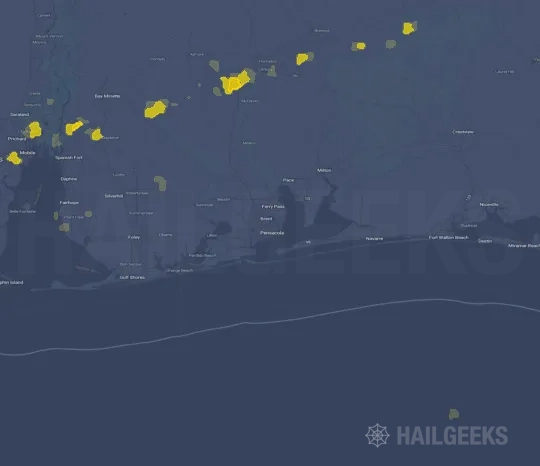 Hail map for Pensacola, FL
