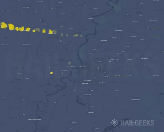 Hail map for Memphis, TN