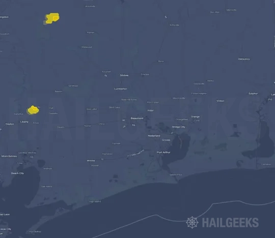 Hail map for Beaumont, TX