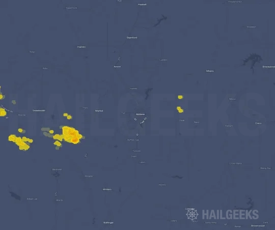 Hail map for Abilene, TX