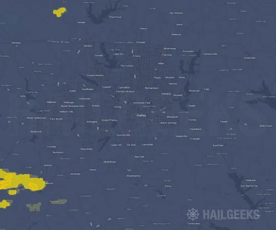 Hail map for Dallas, TX