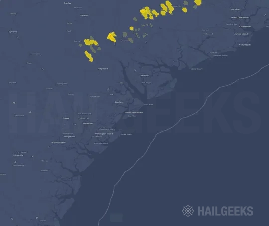 Hail map for Hilton Head Island, SC
