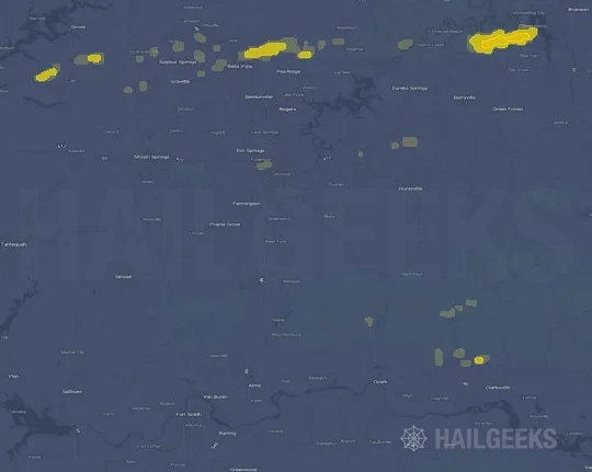 Hail map for Fayetteville, AR