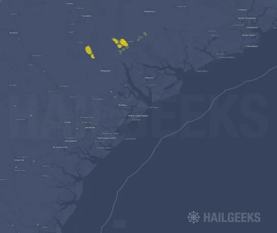 Hail map for Hilton Head Island, SC
