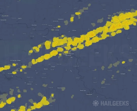 Hail map for Little Rock, AR