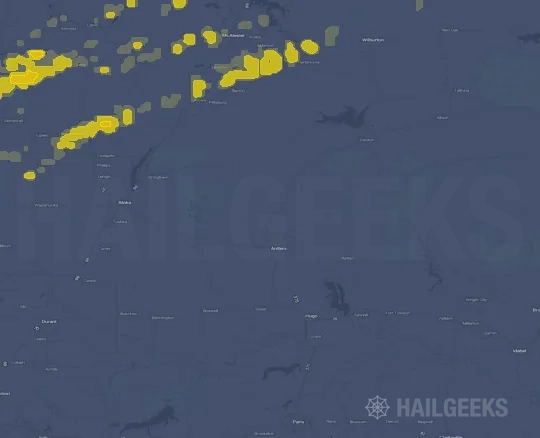 Hail map for Antlers, OK