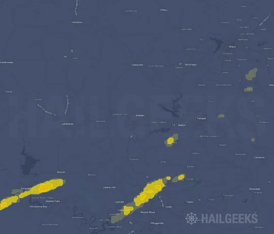 Hail map for Killeen, TX