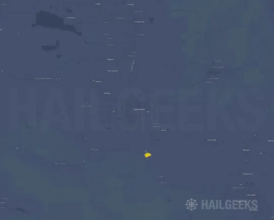 Hail map for Bakersfield, CA