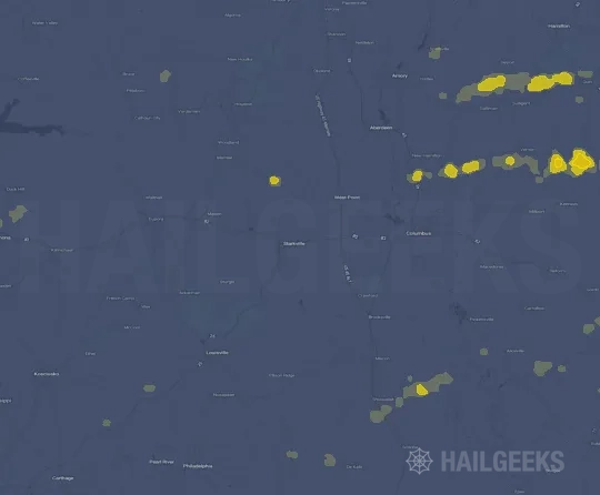 Hail map for Starkville, MS