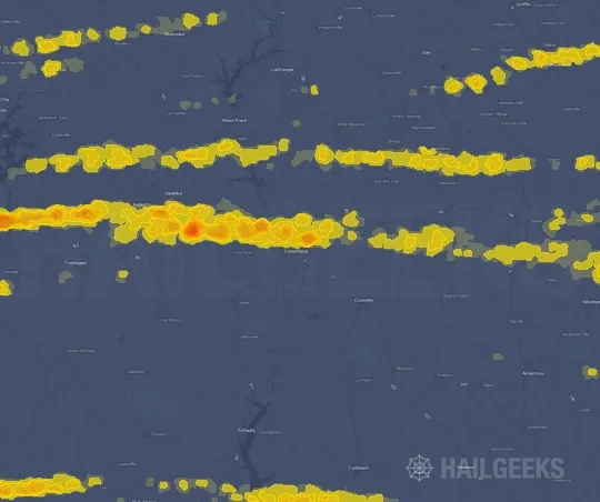 Hail map for Columbus, GA
