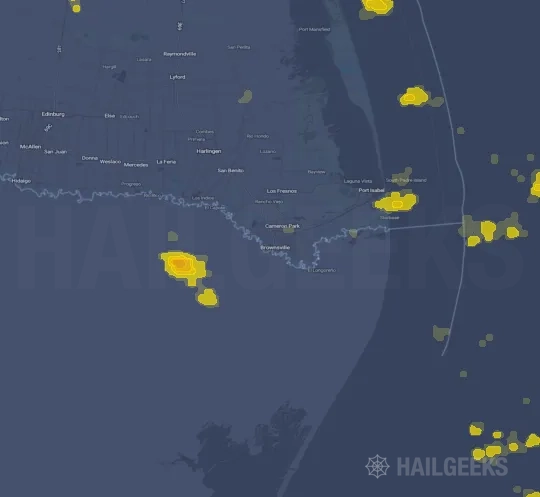 Hail map for Brownsville, TX