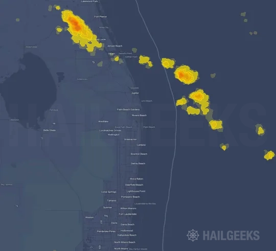 Hail map for West Palm Beach, FL