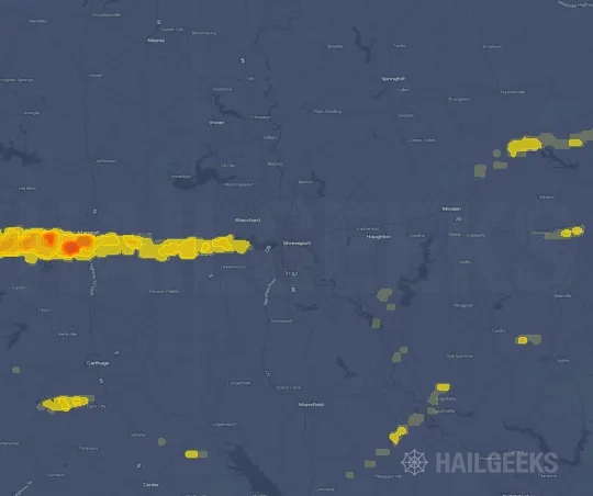 Hail map for Shreveport, LA