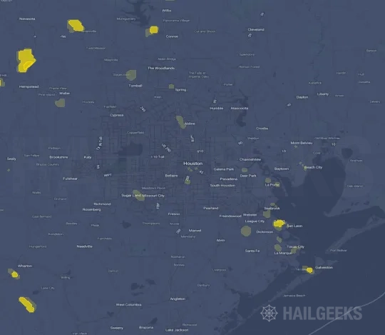 Hail map for Houston, TX