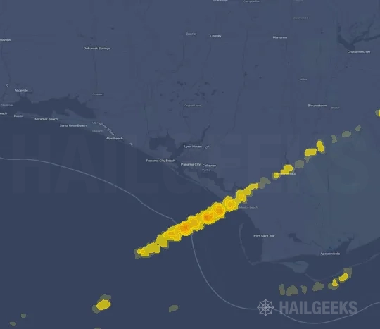Hail map for Panama City, FL