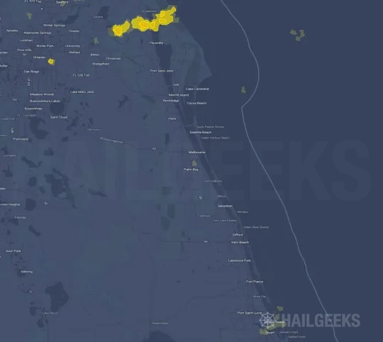 Hail map for Palm Bay, FL on Mar 11, 2022